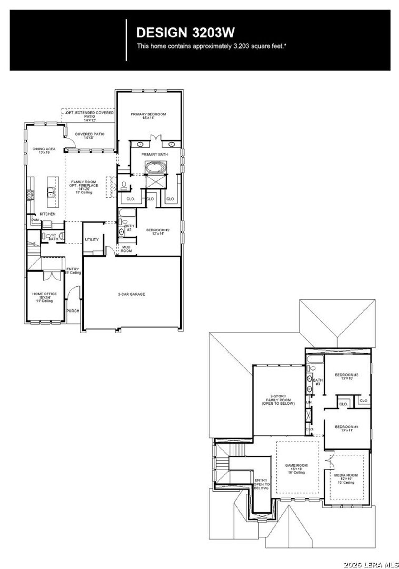 2D floor plan layout of this home in The Ranches at Creekside, Boerne, TX (Image 2).