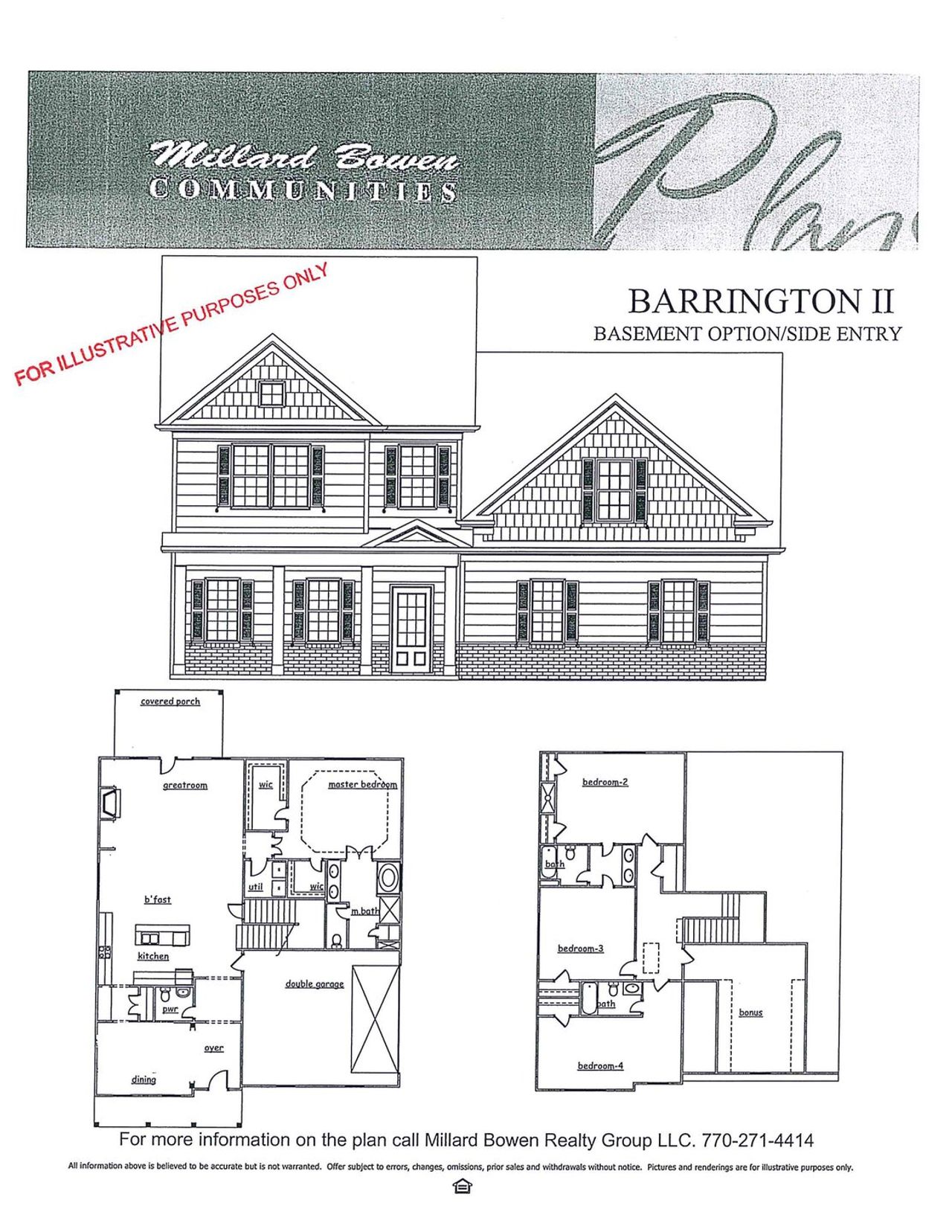 2D floor plan layout for the Barrington by Bowen and Bowen Homebuilders in River Manor, Cumming, GA (Image 2).