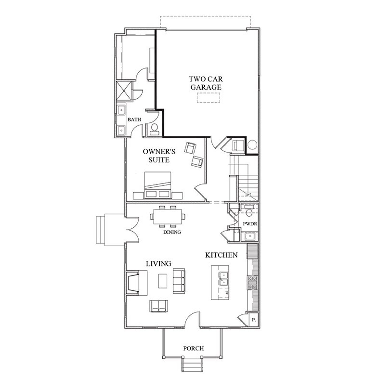 2D floor plan layout for the The Heatherwood by Kinglett Homes in Harmony, Auburn, GA (Image 2).