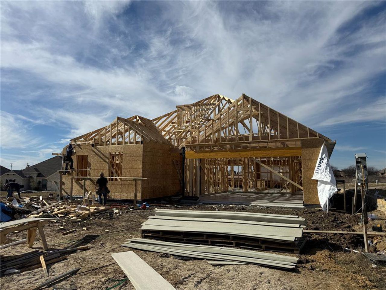 In-progress construction of a new home in , Godley, TX (Image 2).