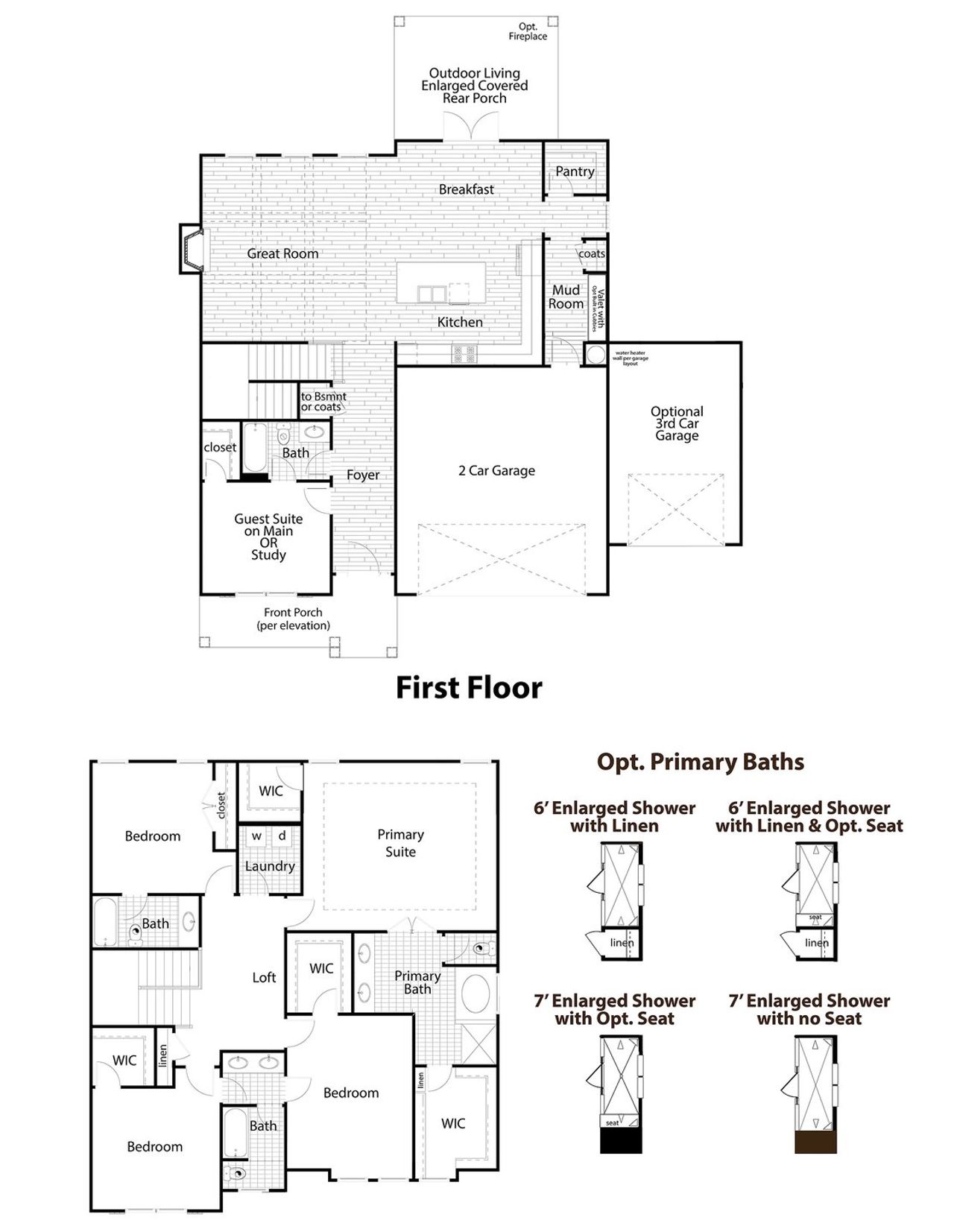 2D floor plan layout for the Sidney by Premier Residential Builders in Traditions of Braselton, Jefferson, GA (Image 2). 2D floor plan layout for the Sidney by Premier Residential Builders in Traditions of Braselton, Jefferson, GA (Image 2).
