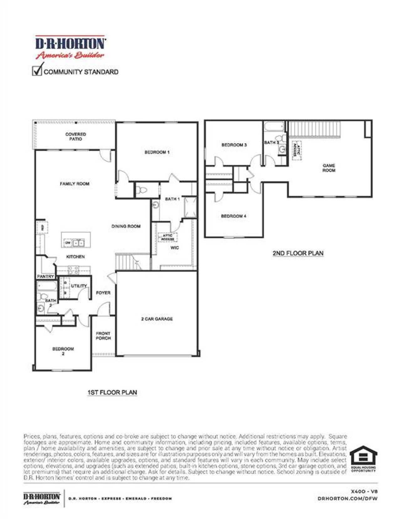 2D floor plan layout of this home in Waverly Estates, Josephine, TX (Image 2).