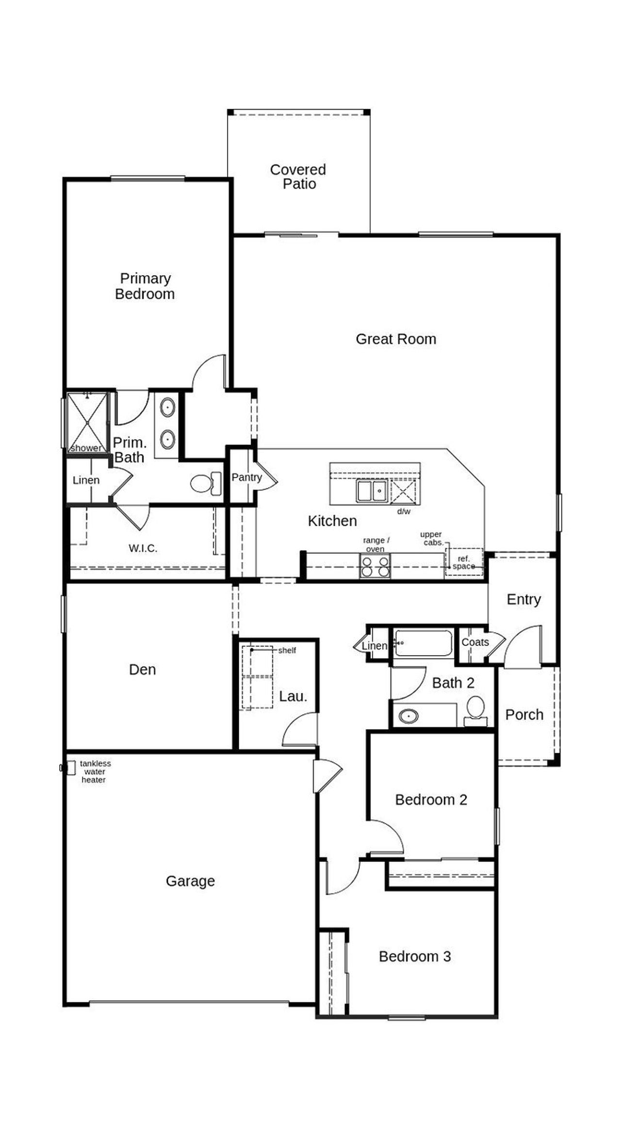 2D floor plan layout of this home in Bella Tierra Horizon, Tucson, AZ (Image 2).