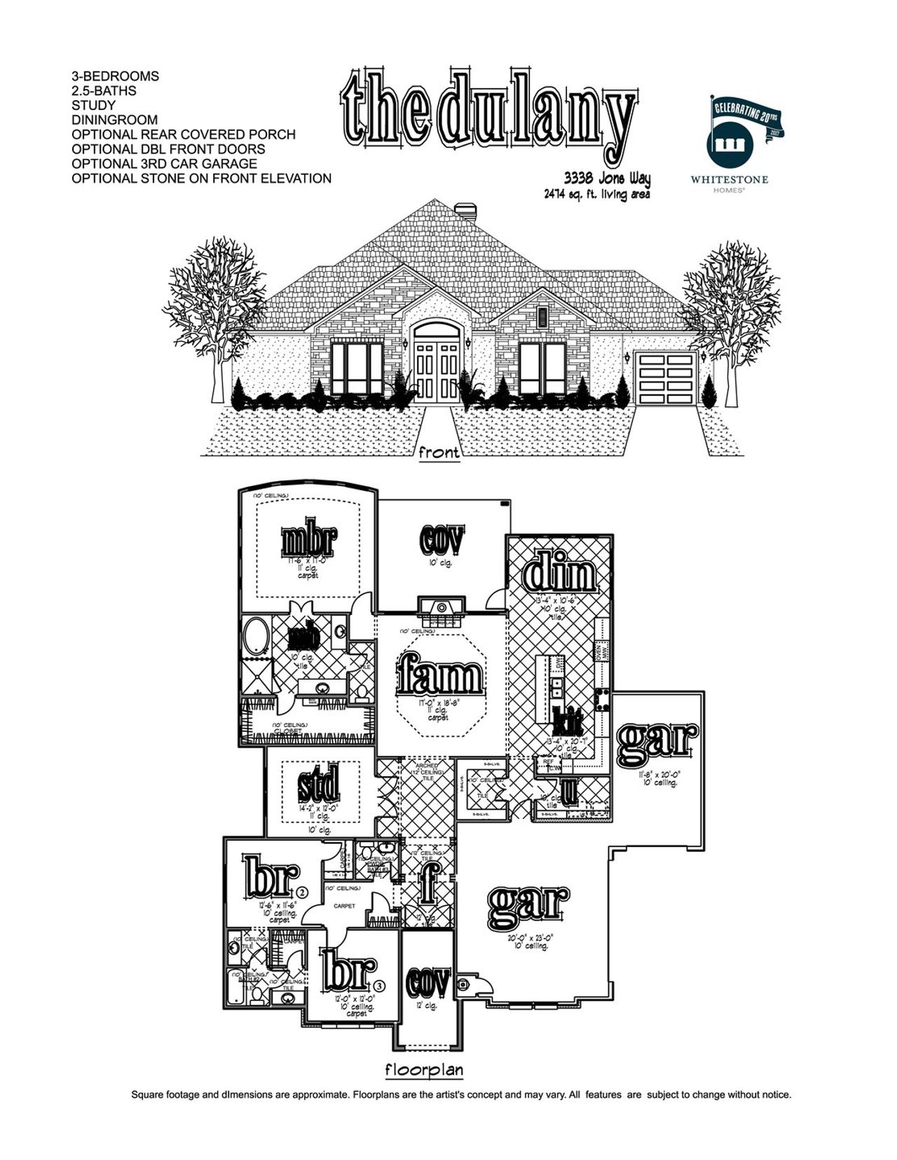 2D floor plan layout of this home in Harvest Hills, Marion, TX (Image 2).