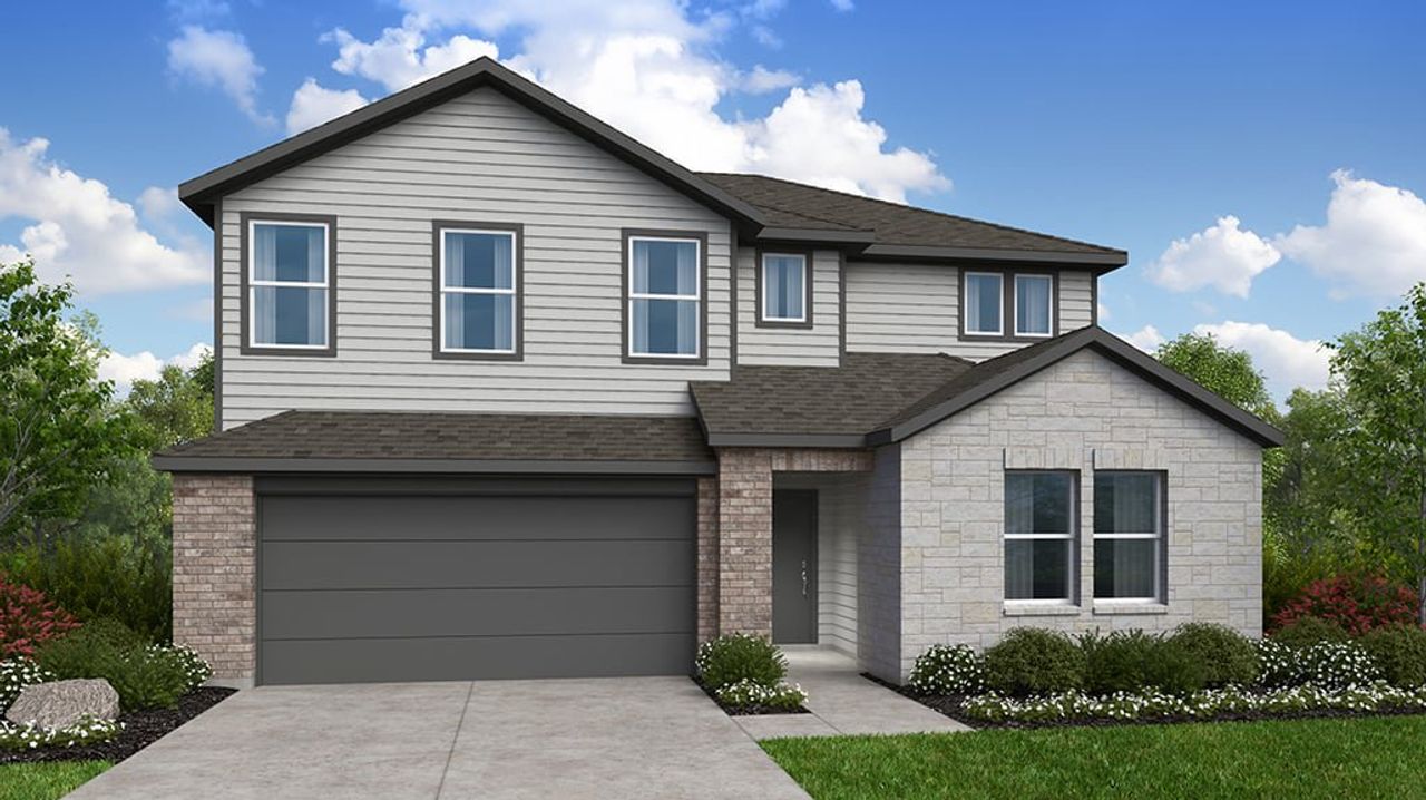 Representative exterior photo of a completed home built from the Warbler by Taylor Morrison in Lisso 50s, Pflugerville, TX (Image 2). Representative exterior photo of a completed home built from the Warbler by Taylor Morrison in Lisso 50s, Pflugerville, TX (Image 2).