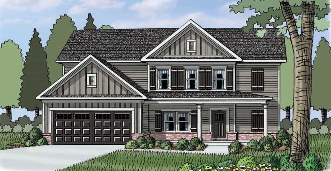 Front exterior of a new home in Red Oak Ridge, Loganville, GA, highlighting curb appeal (Image 2).