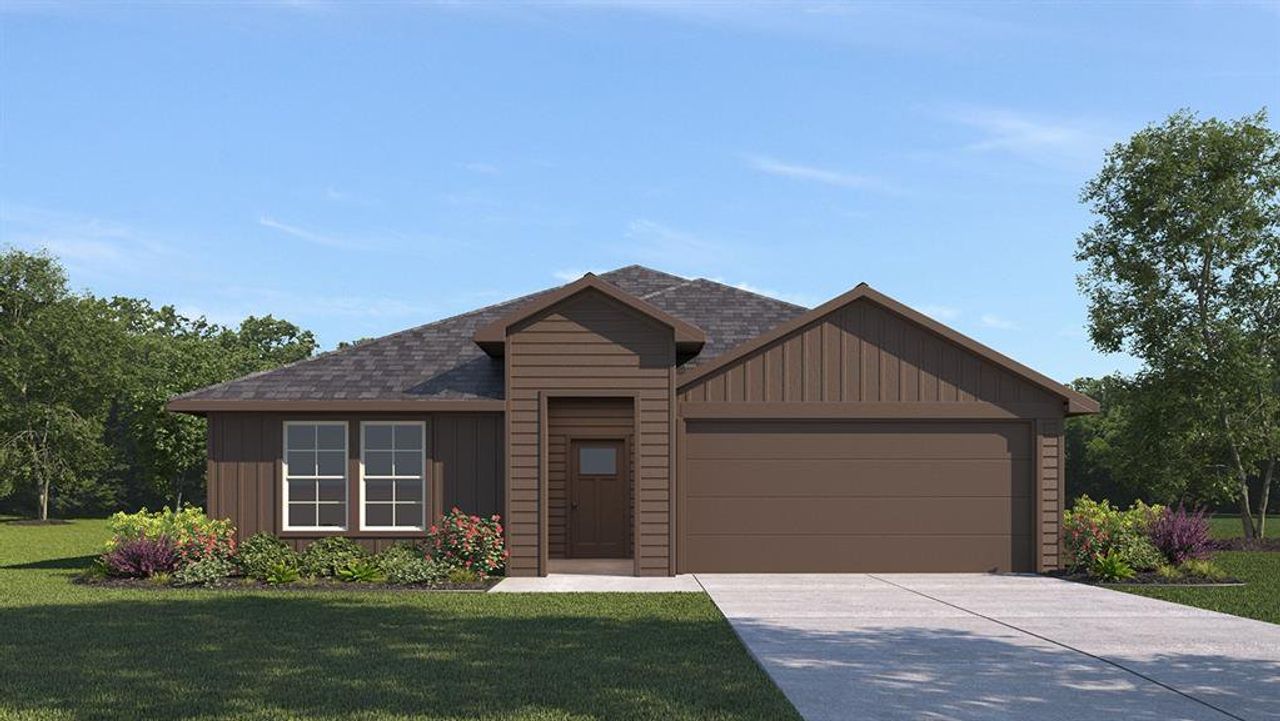 Front exterior of a new home in Waverly Estates, Josephine, TX, highlighting curb appeal (Image 2).
