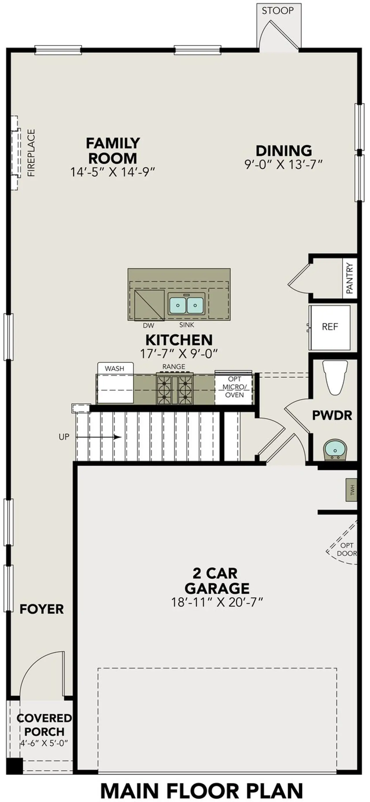 2D floor plan layout for the The Charlotte A by Davidson Homes LLC in Buffalo Way Villas, Houston, TX (Image 2).