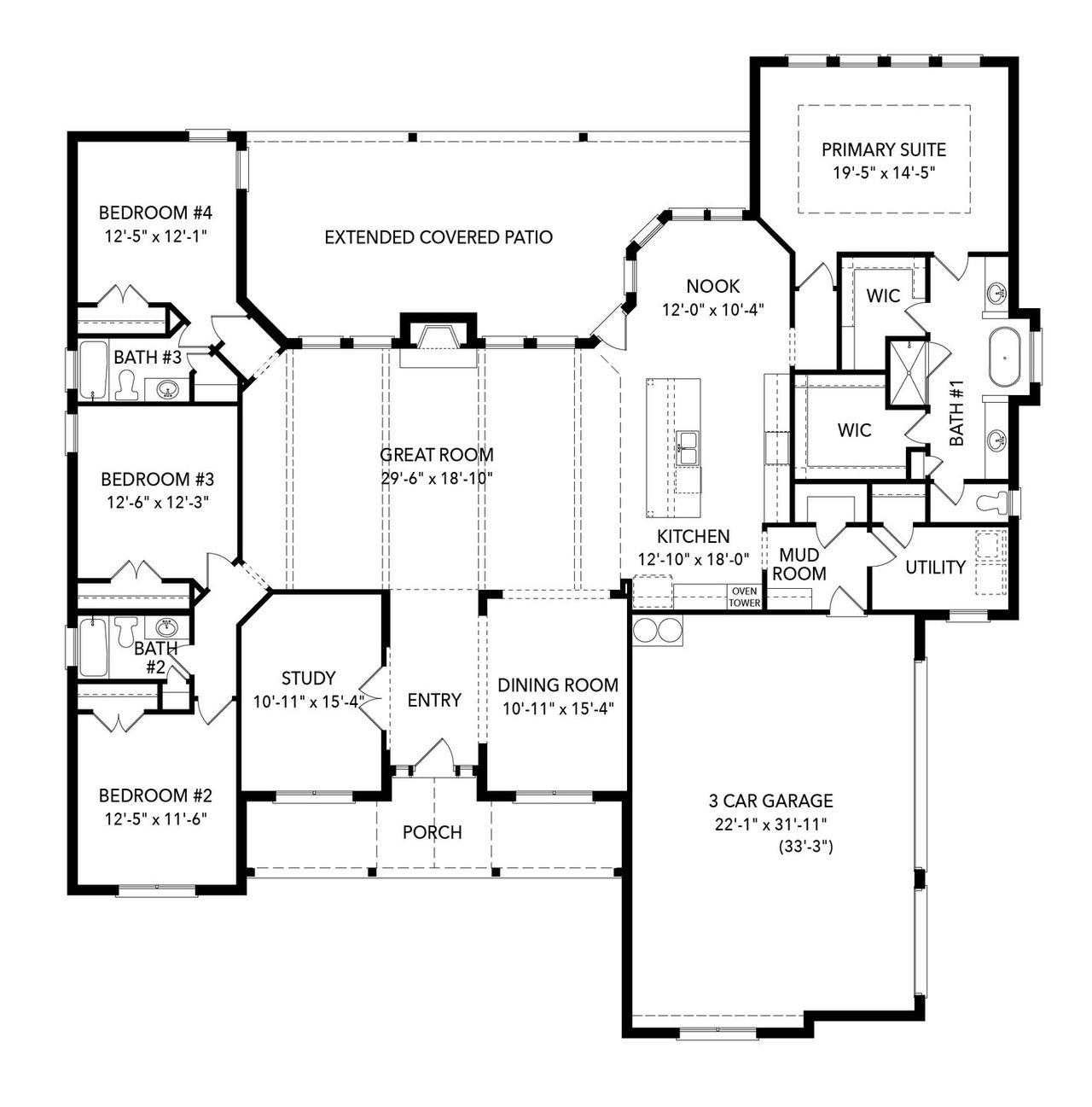 2D floor plan layout of this home in Joshua Meadows, Joshua, TX (Image 2).
