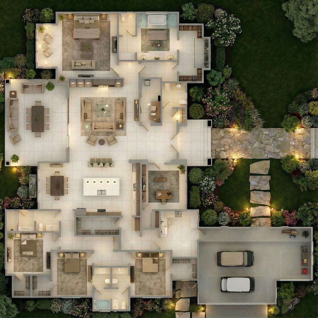 Virtual rendering based on the floor plan.