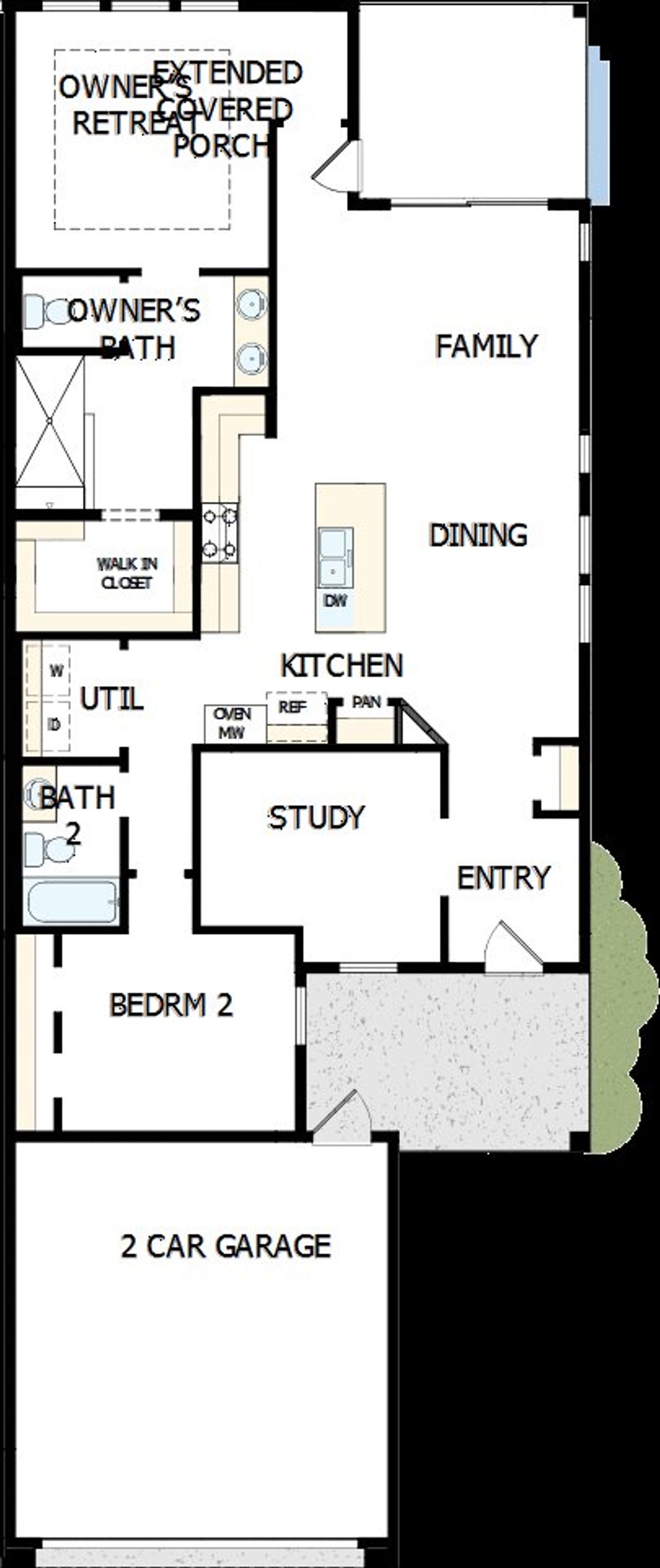 2D floor plan layout of this home in Encore at Chatham Park – Villa Series, Pittsboro, NC (Image 2).