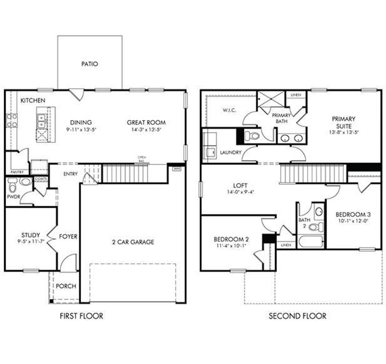 2D floor plan layout of this home in Ivey Township, Dallas, GA (Image 2).
