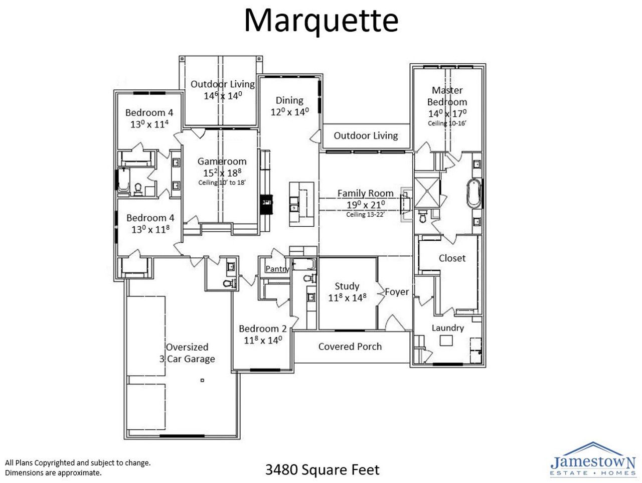 2D floor plan layout for the Marquette by Jamestown Estate Homes in Lakeview, Waller, TX (Image 2). 2D floor plan layout for the Marquette by Jamestown Estate Homes in Lakeview, Waller, TX (Image 2).