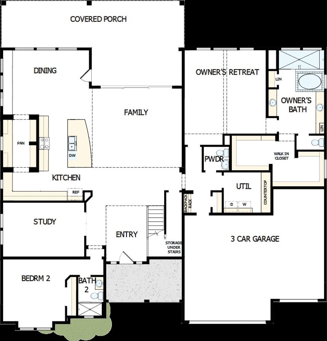 2D floor plan layout of this home in Headwaters 80' - Executive Series, Dripping Springs, TX (Image 2).