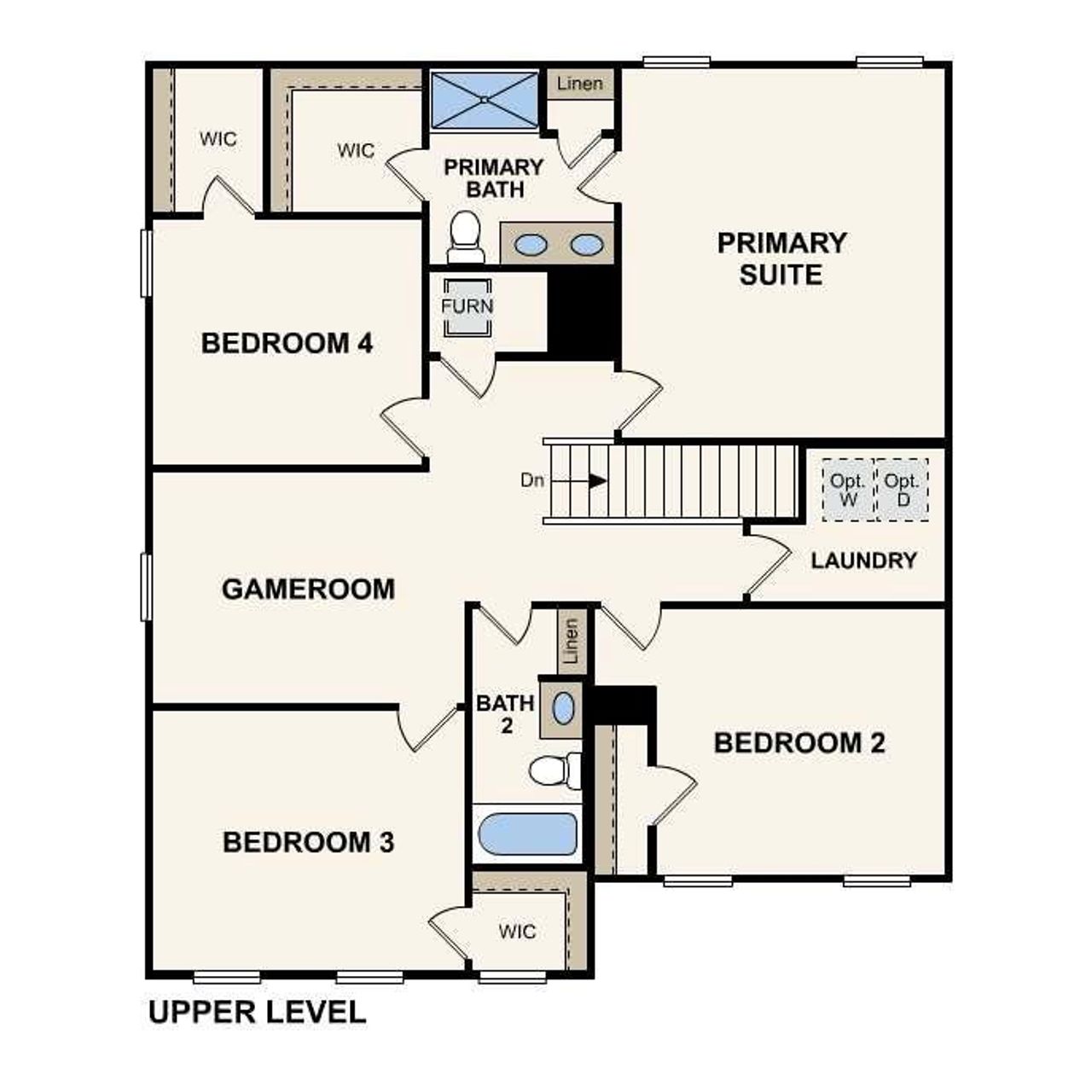 2D floor plan layout of this home in The Ridge at Twin Rivers, Covington, GA (Image 2).