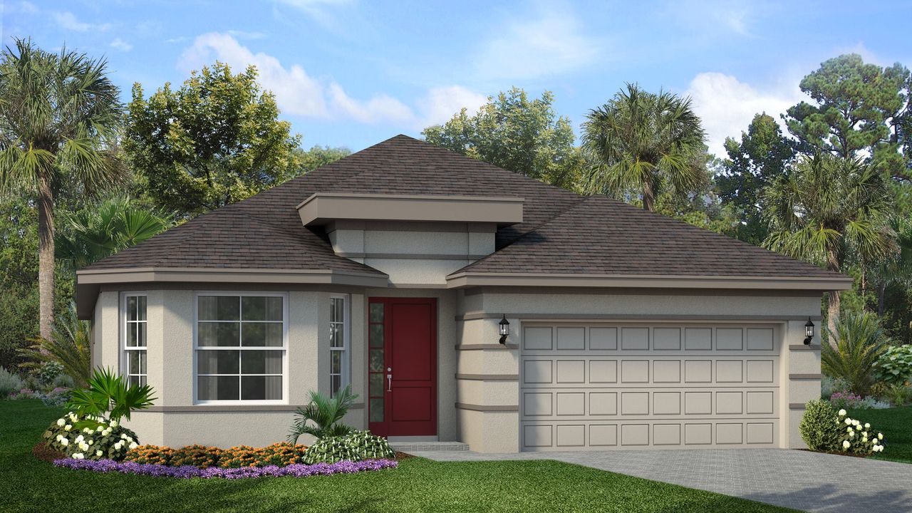 Representative exterior photo of a completed home built from the Hampton II by Park Square Residential in Highfield at Twisted Oaks, Wildwood, FL (Image 2). Representative exterior photo of a completed home built from the Hampton II by Park Square Residential in Highfield at Twisted Oaks, Wildwood, FL (Image 2).