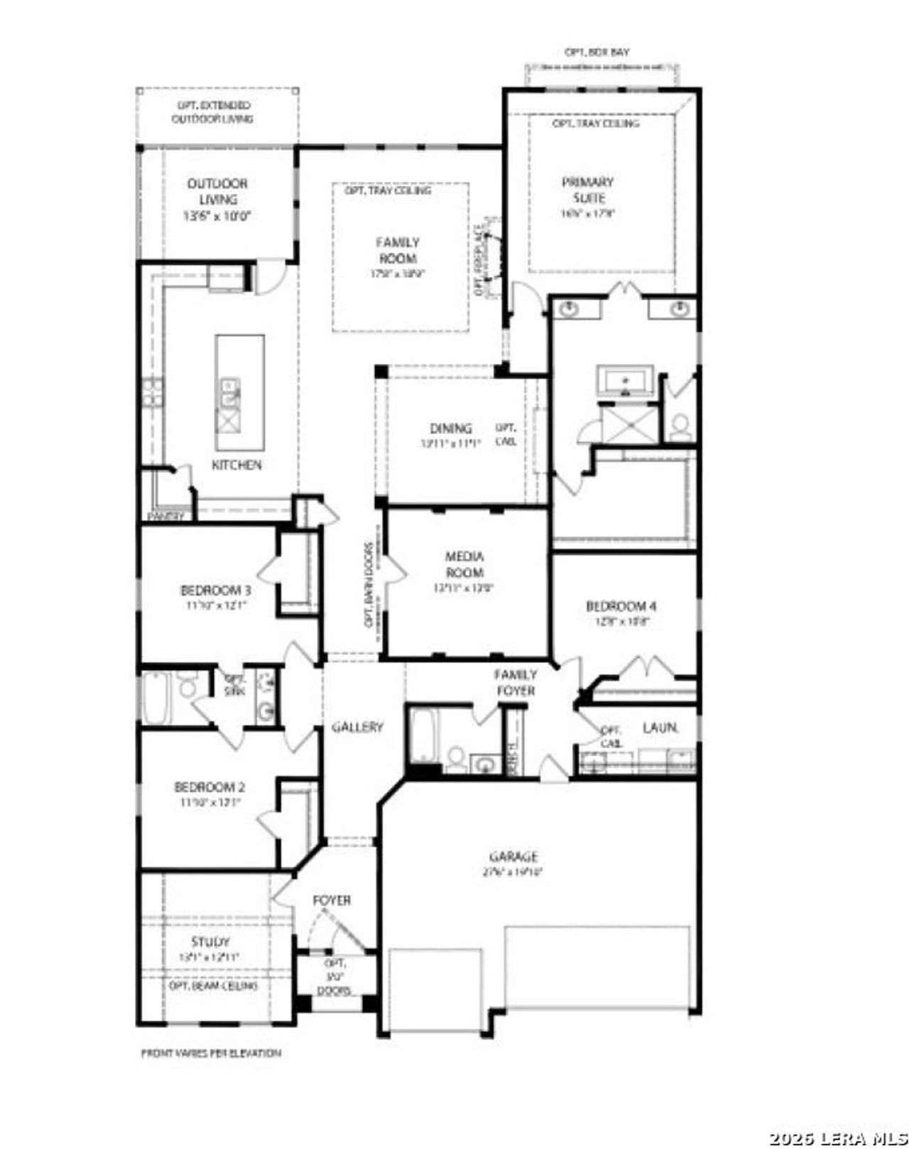 2D floor plan layout of this home in Legacy at Lake Dunlap, New Braunfels, TX (Image 2).