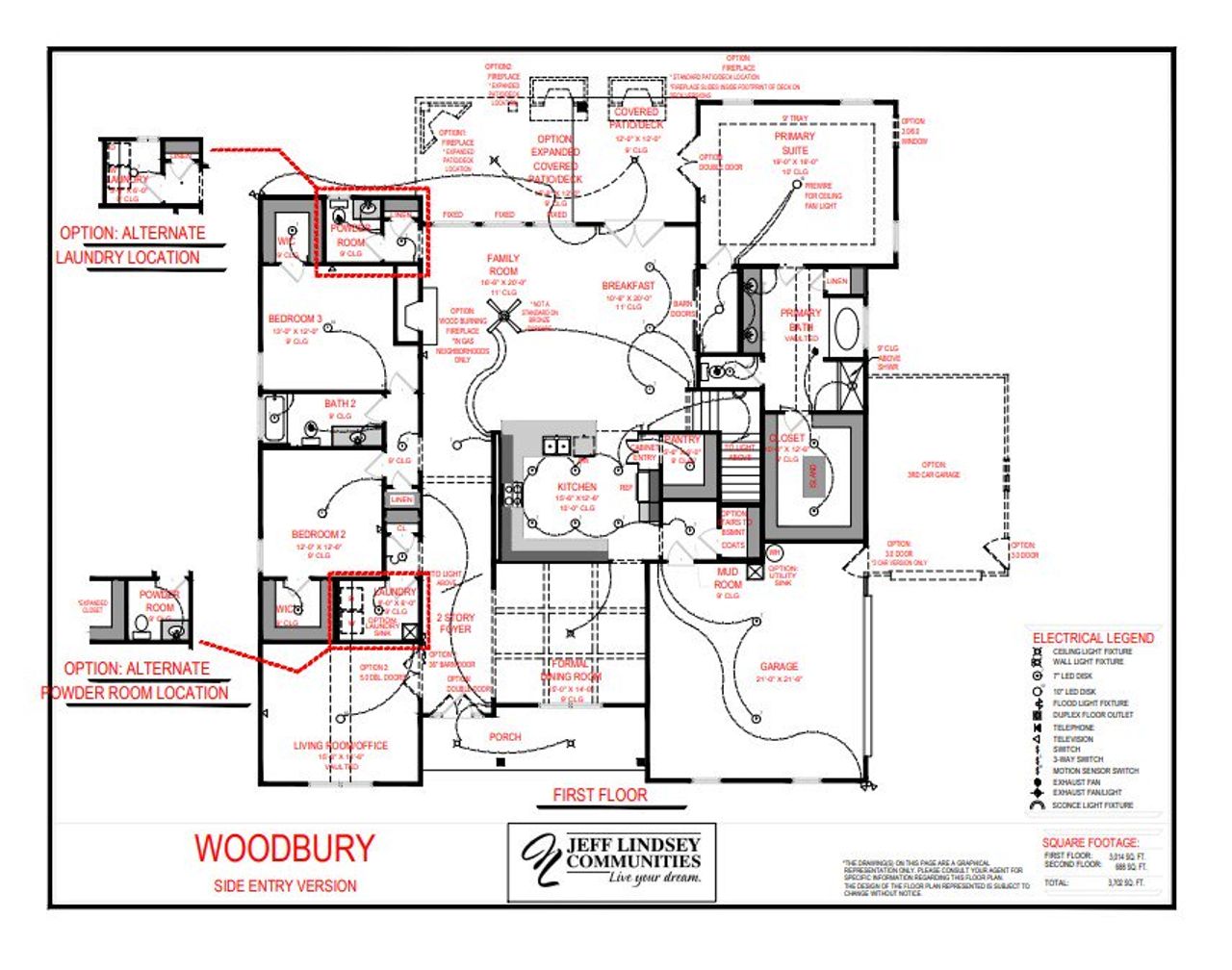 2D floor plan layout for the Woodbury A by Jeff Lindsey Communities in Welch Farms, Senoia, GA (Image 2).