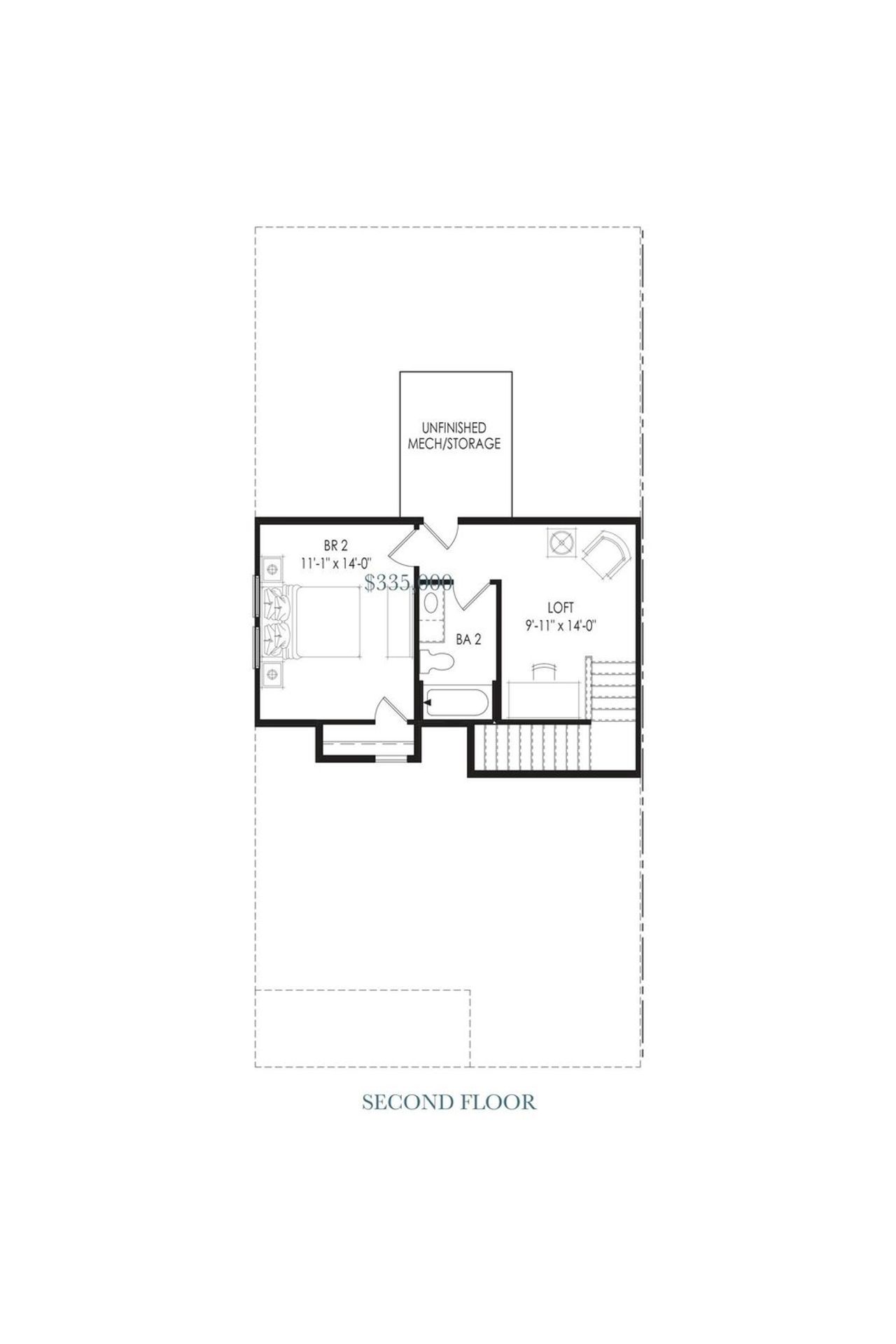 2D floor plan layout for the The Hawthorne by Windsong Properties in Harmony Walk, Cartersville, GA (Image 2).