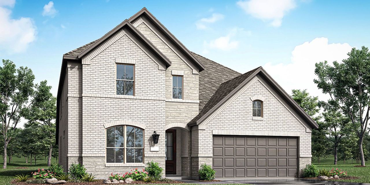 Representative exterior photo of a completed home built from the 4201 by Risland Homes in Spiritas Ranch, Little Elm, TX (Image 2).