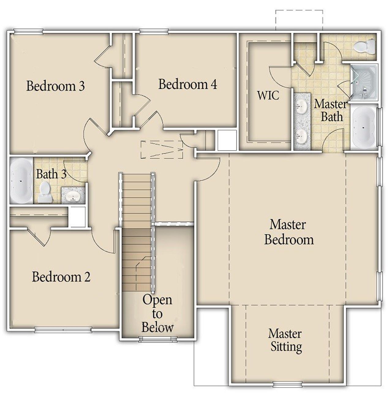2D floor plan layout of this home in Grand Reserve, Hinesville, GA (Image 2).