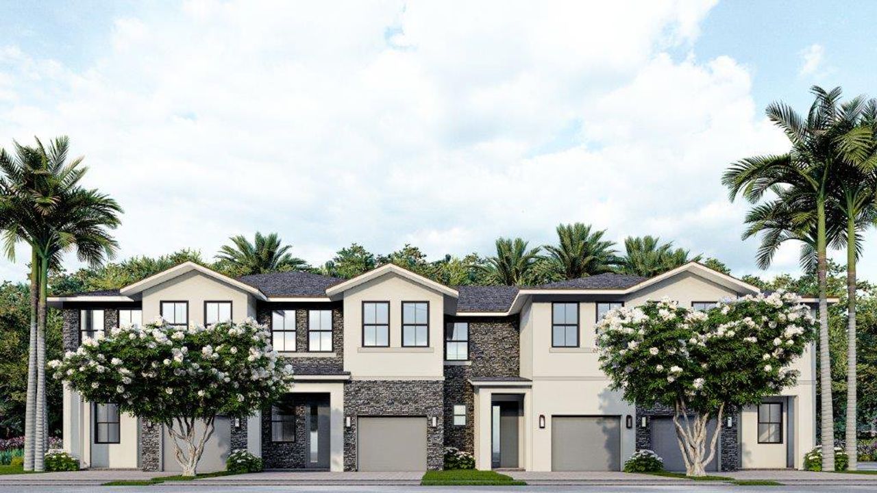 Front exterior of a new home in Vineyards, Davie, FL, highlighting curb appeal (Image 2).