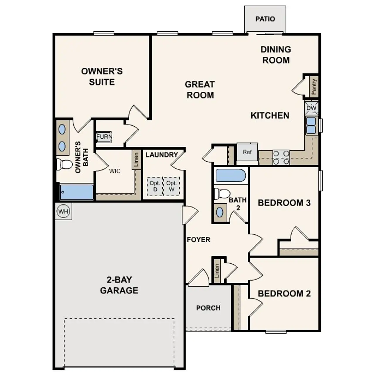 2D floor plan layout of this home in Courtland Place, Cleburne, TX (Image 2). 2D floor plan layout of this home in Courtland Place, Cleburne, TX (Image 2).