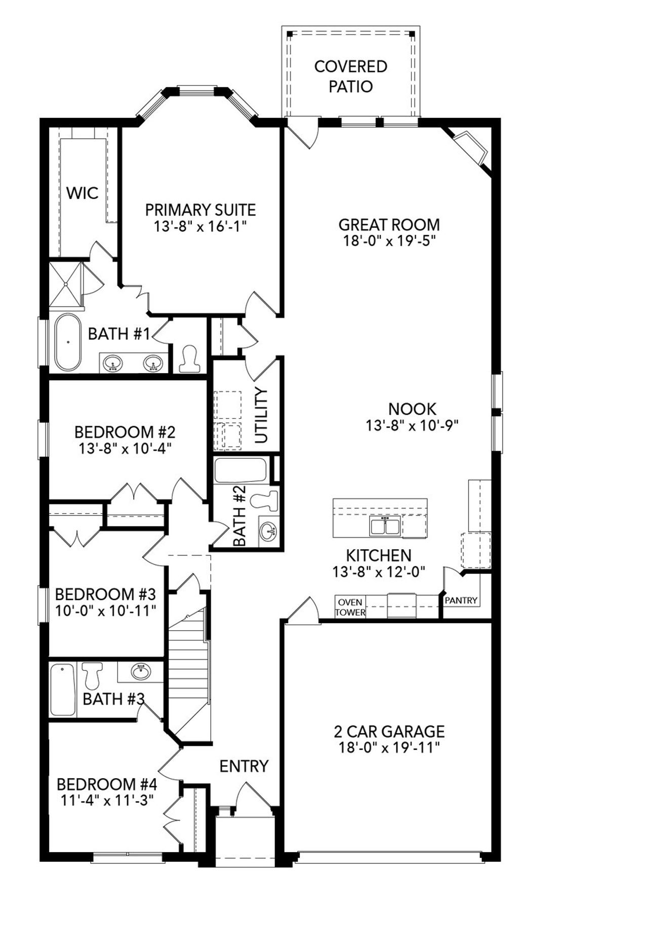 2D floor plan layout of this home in Country Lakes, Denton, TX (Image 2).