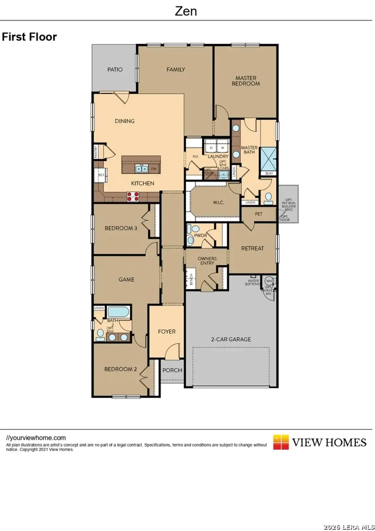 2D floor plan layout of this home in Skybrooke, Live Oak, TX (Image 2).