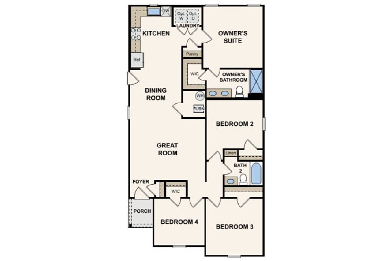 2D floor plan layout of this home in Daytona North, Bunnell, FL (Image 2).