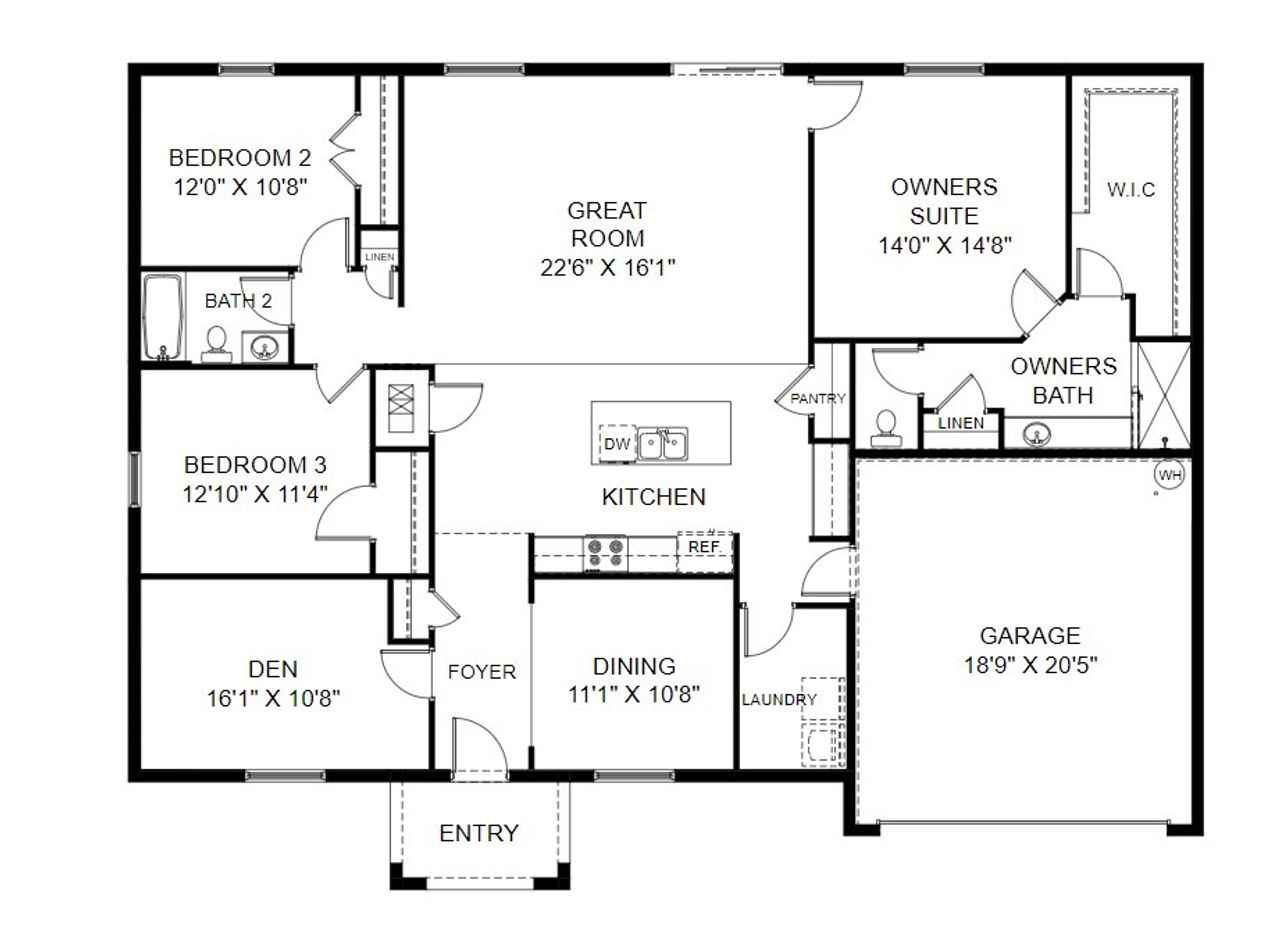 2D floor plan layout of this home in Pine Ridge, Beverly Hills, FL (Image 2).