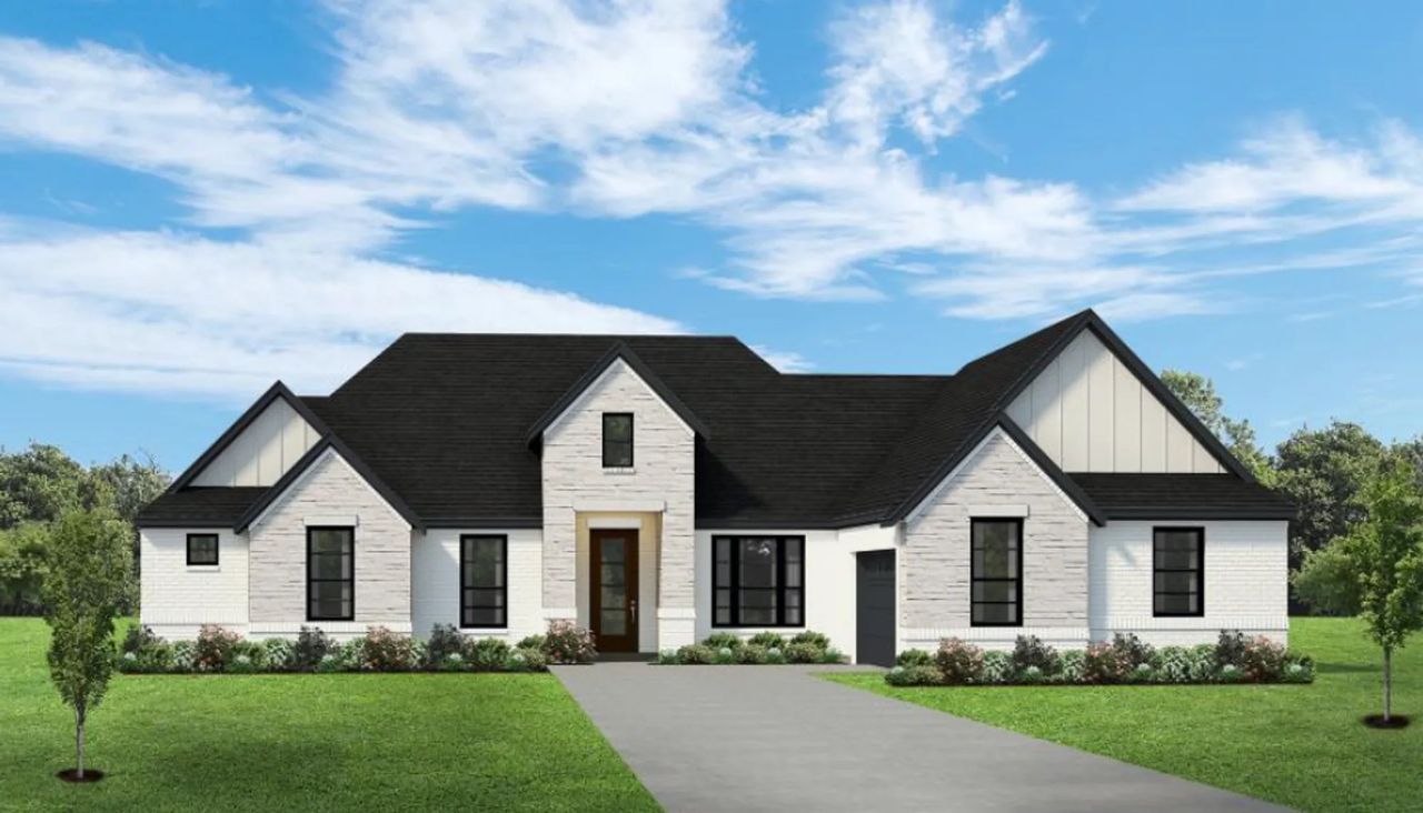 Representative exterior photo of a completed home built from the The Allison by Elmwood Custom Homes in Matthews Farm, Venus, TX (Image 2). Representative exterior photo of a completed home built from the The Allison by Elmwood Custom Homes in Matthews Farm, Venus, TX (Image 2).