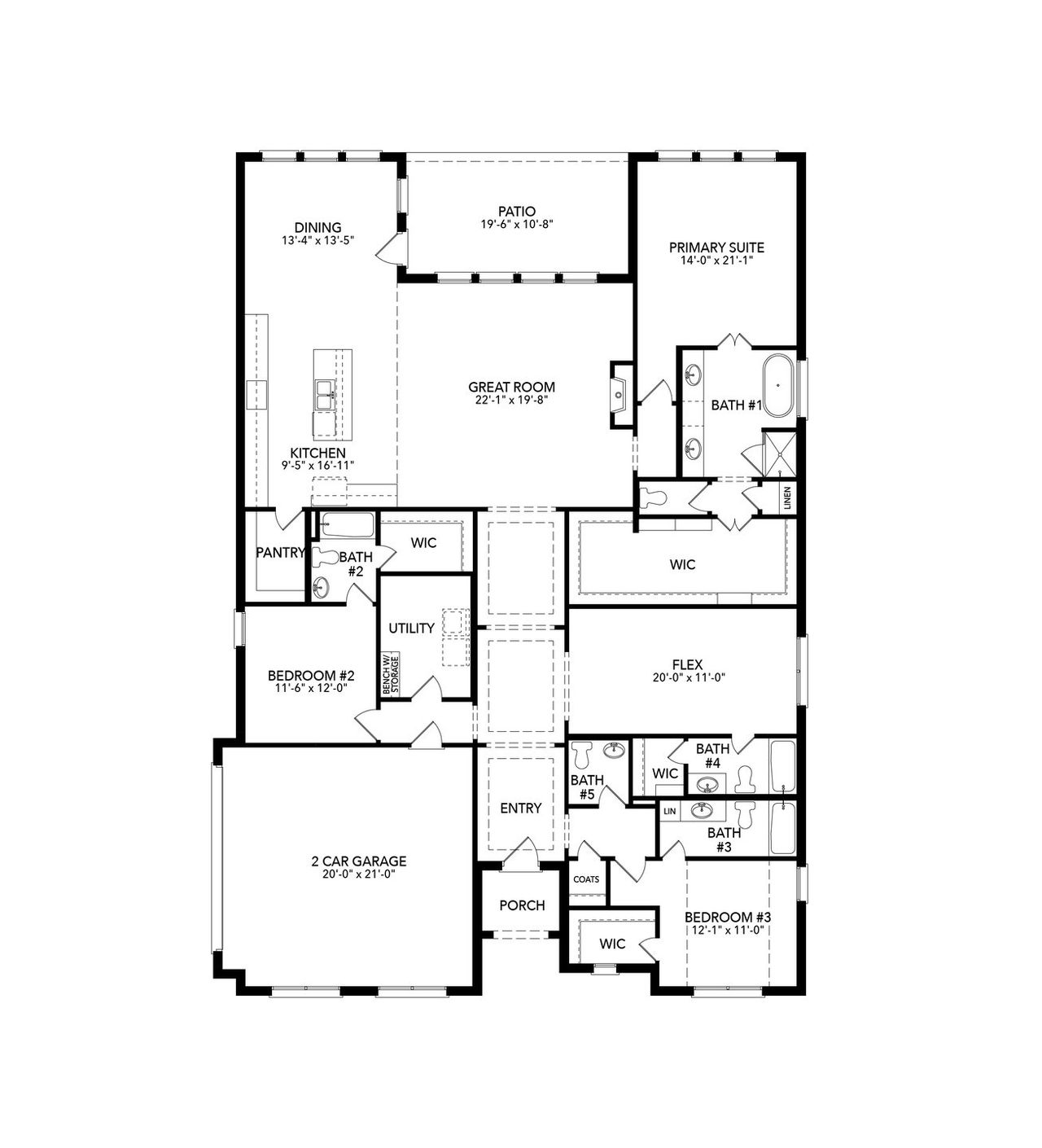 2D floor plan layout for the Brazos SE by Sandlin Homes in Joshua Meadows, Joshua, TX (Image 2). 2D floor plan layout for the Brazos SE by Sandlin Homes in Joshua Meadows, Joshua, TX (Image 2).
