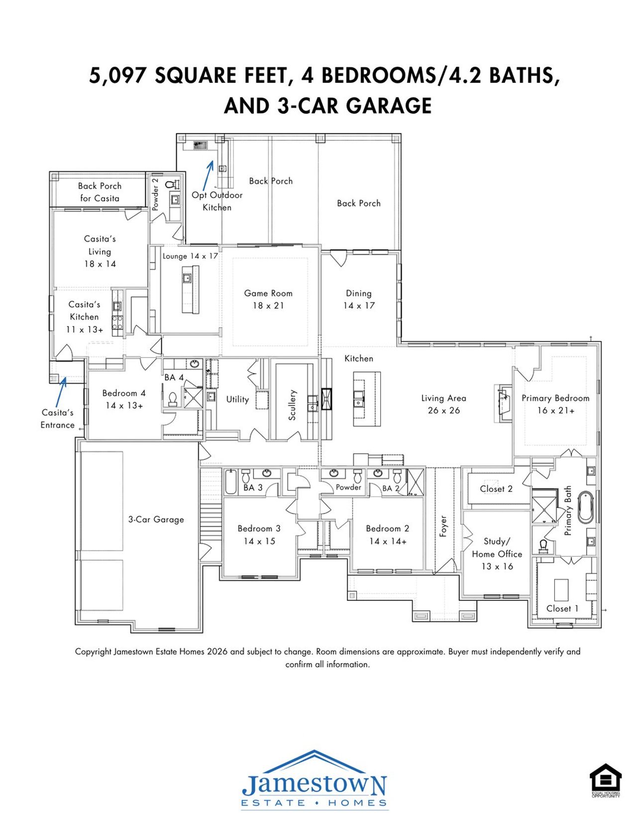 2D floor plan layout of this home in The Estates of Texas Grand Ranch, New Waverly, TX (Image 2).