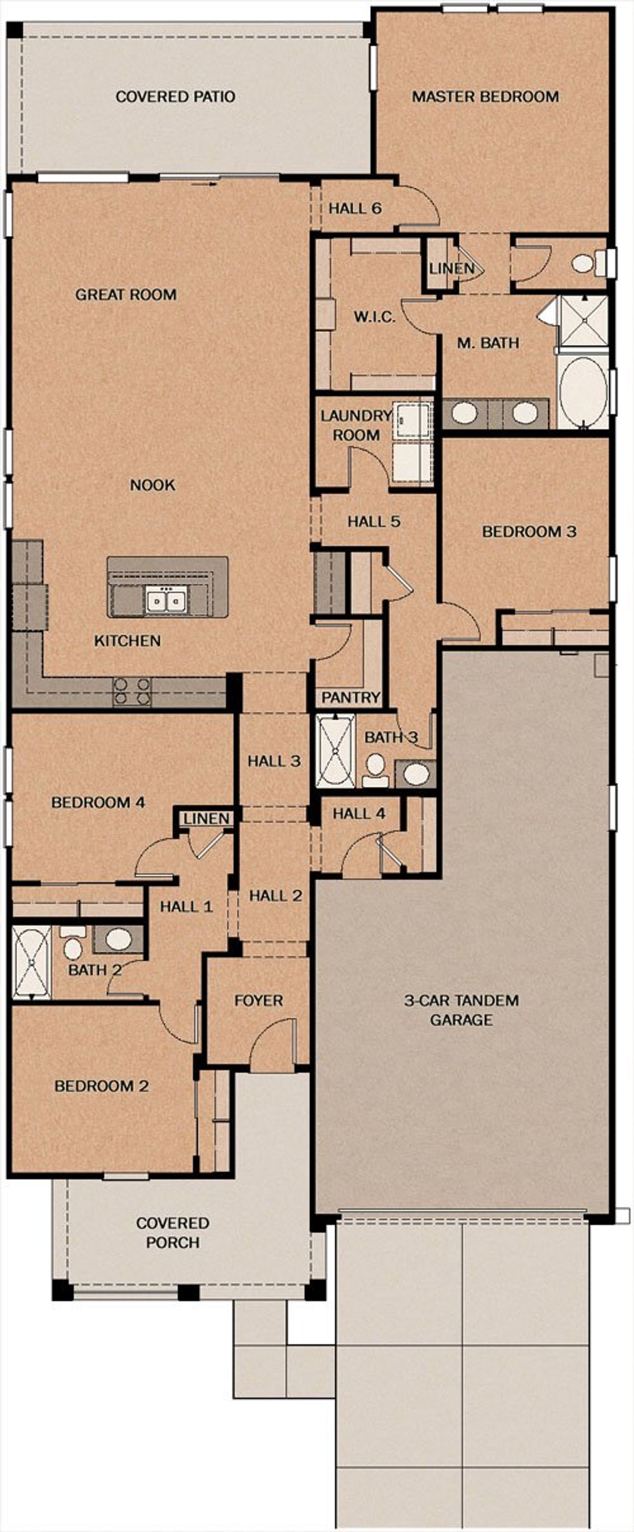 2D floor plan layout of this home in Silverado at Enclave, Litchfield Park, AZ (Image 2).