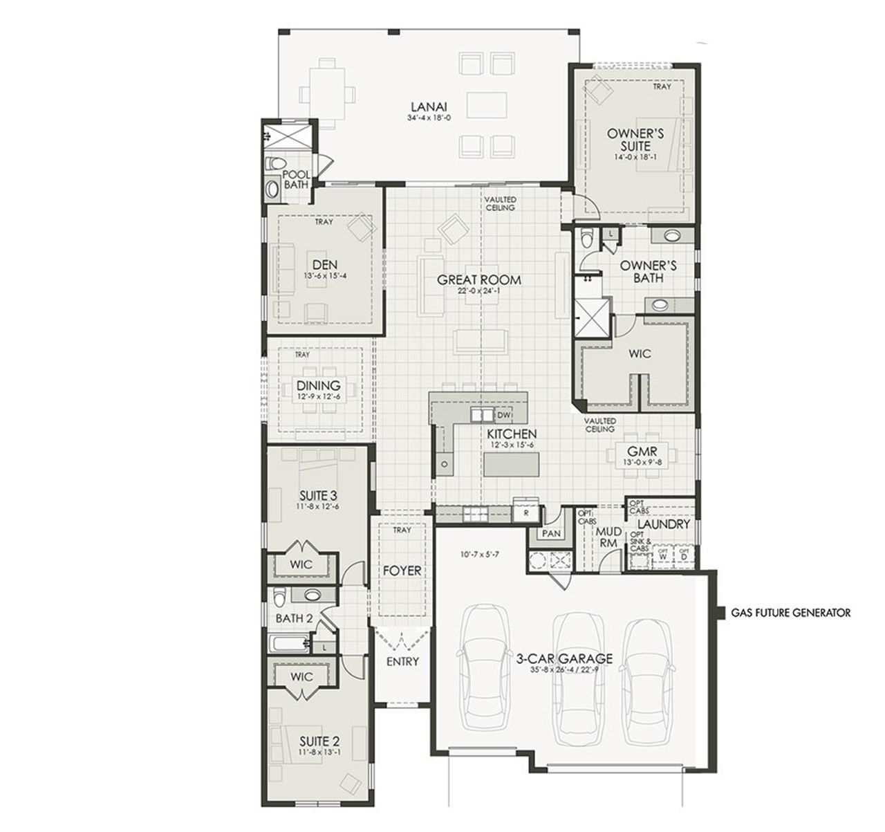 2D floor plan layout of this home in Palmera at Wellen Park, Venice, FL (Image 2).