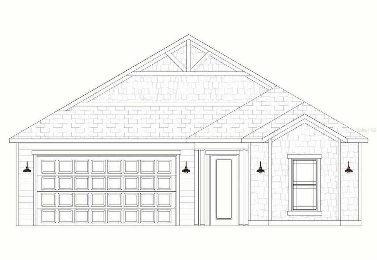 Exterior rendering of this home design in Fairway Pointe at West End, Newberry, FL (Image 2). Exterior rendering of this home design in Fairway Pointe at West End, Newberry, FL (Image 2).