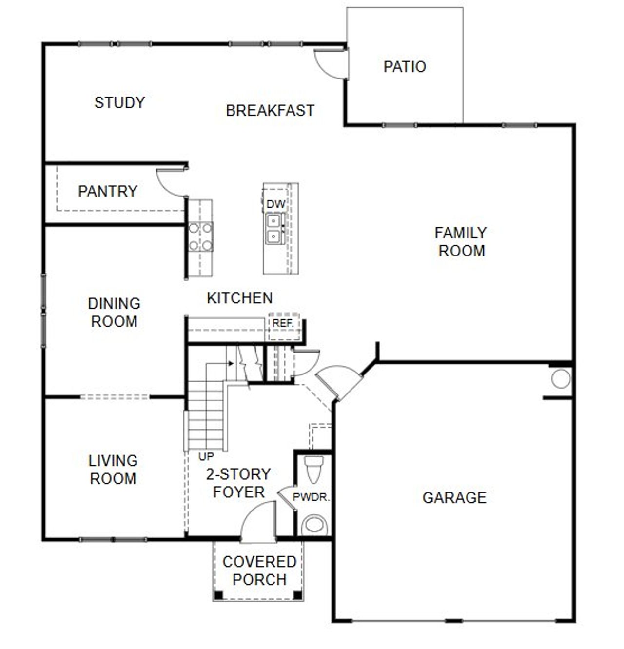 2D floor plan layout for the Reynolds by Piedmont Residential in Creekside Landing, Dallas, GA (Image 2).