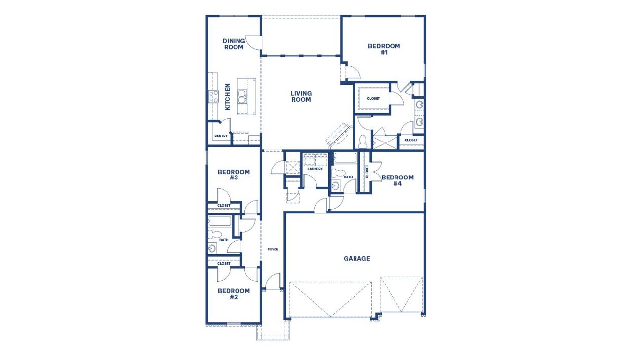 2D floor plan layout for the Mulberry Express by D.R. Horton in Highland Hills, Graniteville, SC (Image 2).