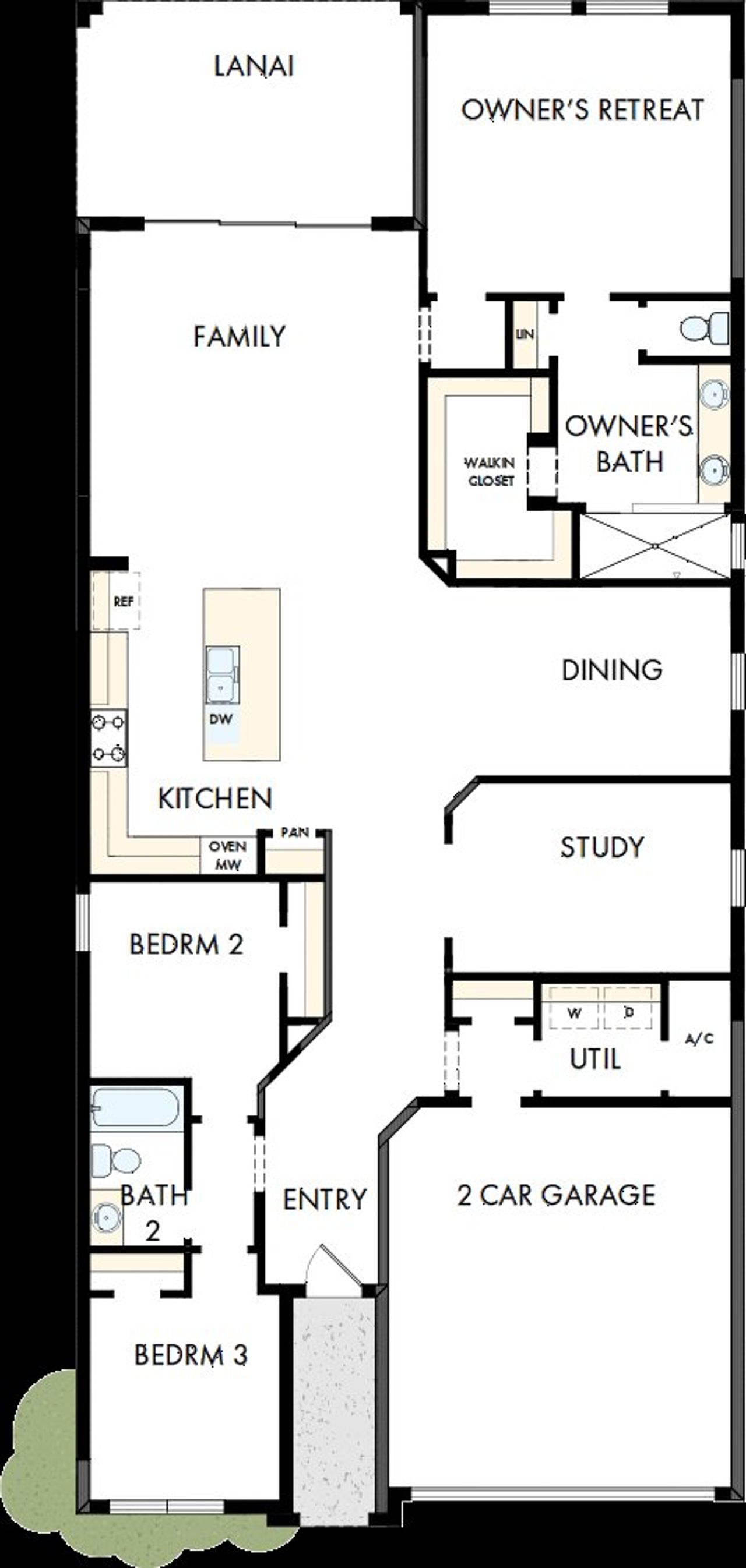 2D floor plan layout of this home in Waterset Tradition Series, Apollo Beach, FL (Image 2).