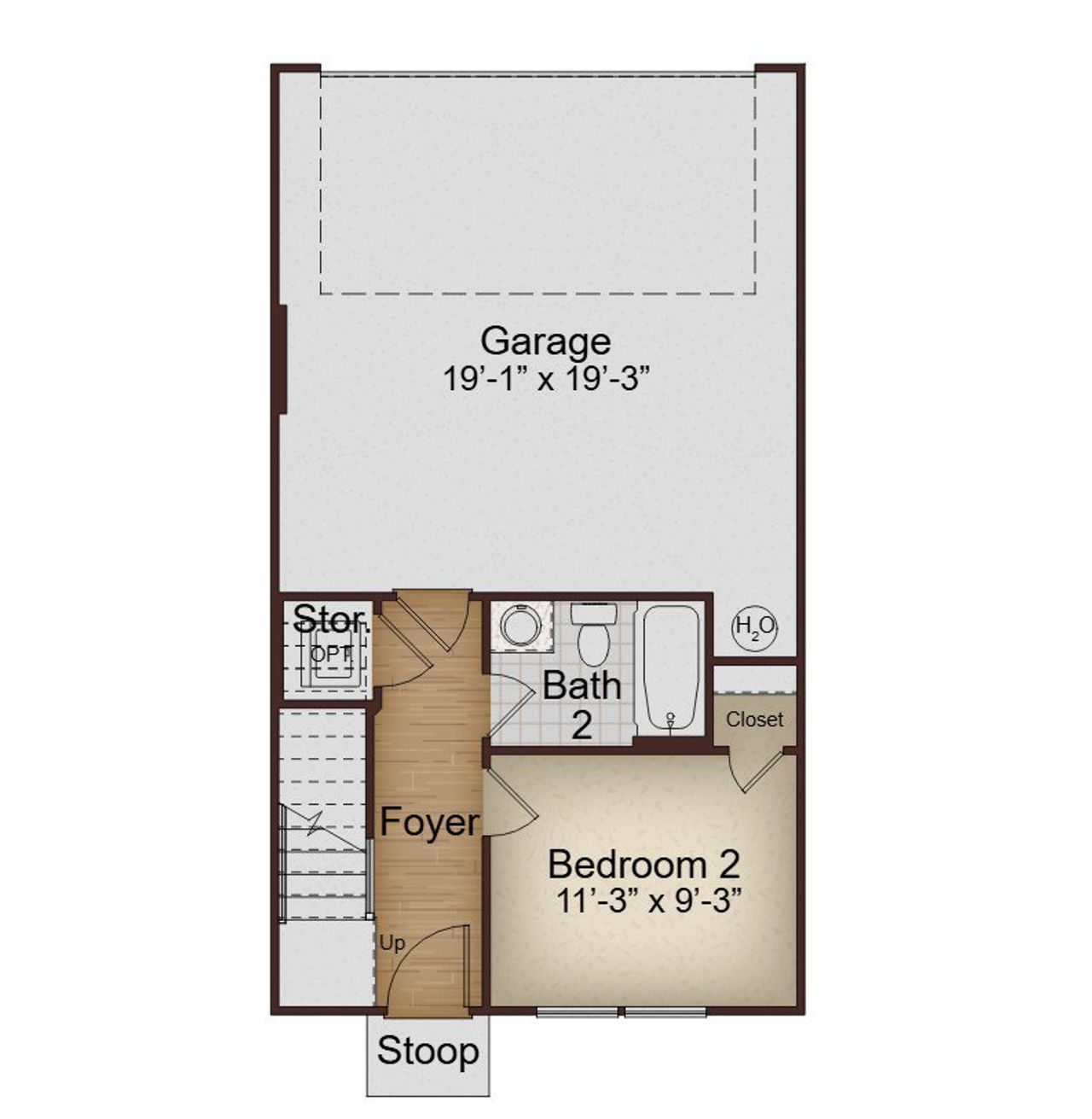 2D floor plan layout for the Rowan by McKinley Homes in Array, Atlanta, GA (Image 2).