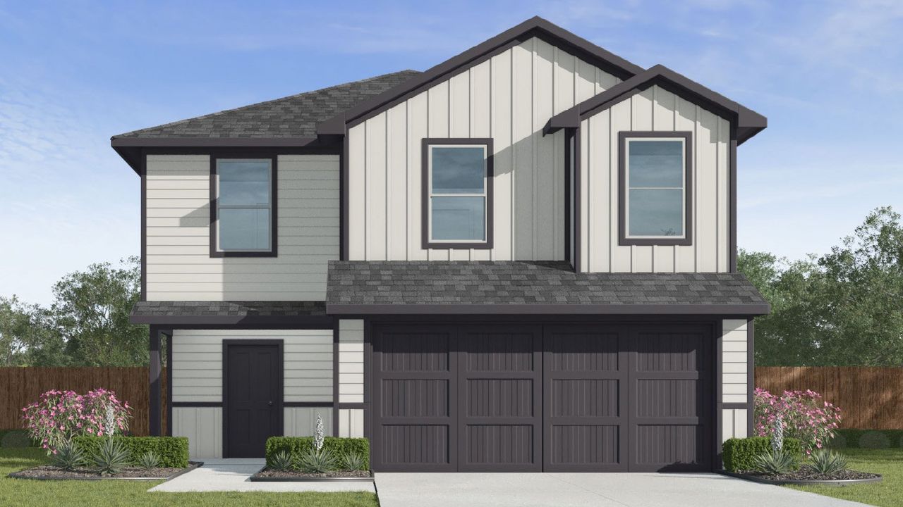 Representative exterior photo of a completed home built from the Franklin by D.R. Horton in Presswoods, Splendora, TX (Image 2). Representative exterior photo of a completed home built from the Franklin by D.R. Horton in Presswoods, Splendora, TX (Image 2).