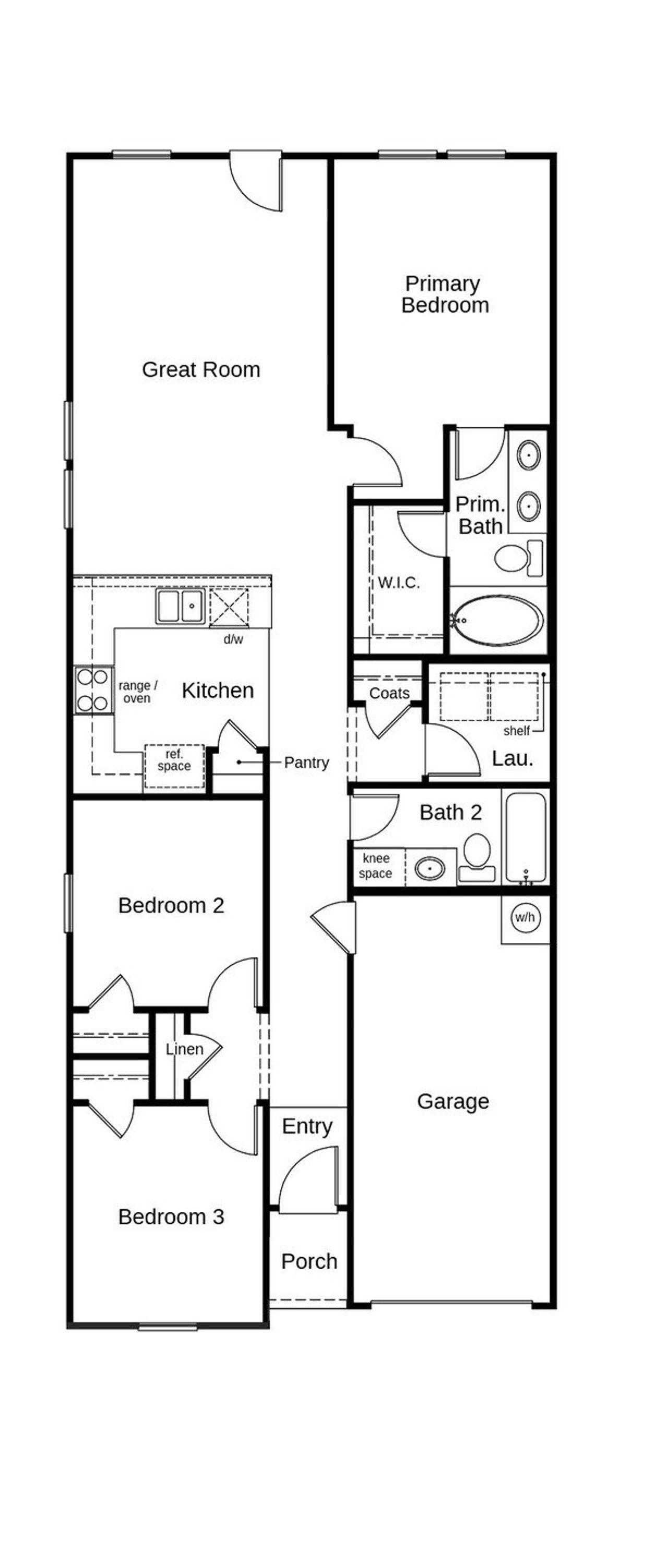 2D floor plan layout of this home in Spanish Trails Villas, San Antonio, TX (Image 2).