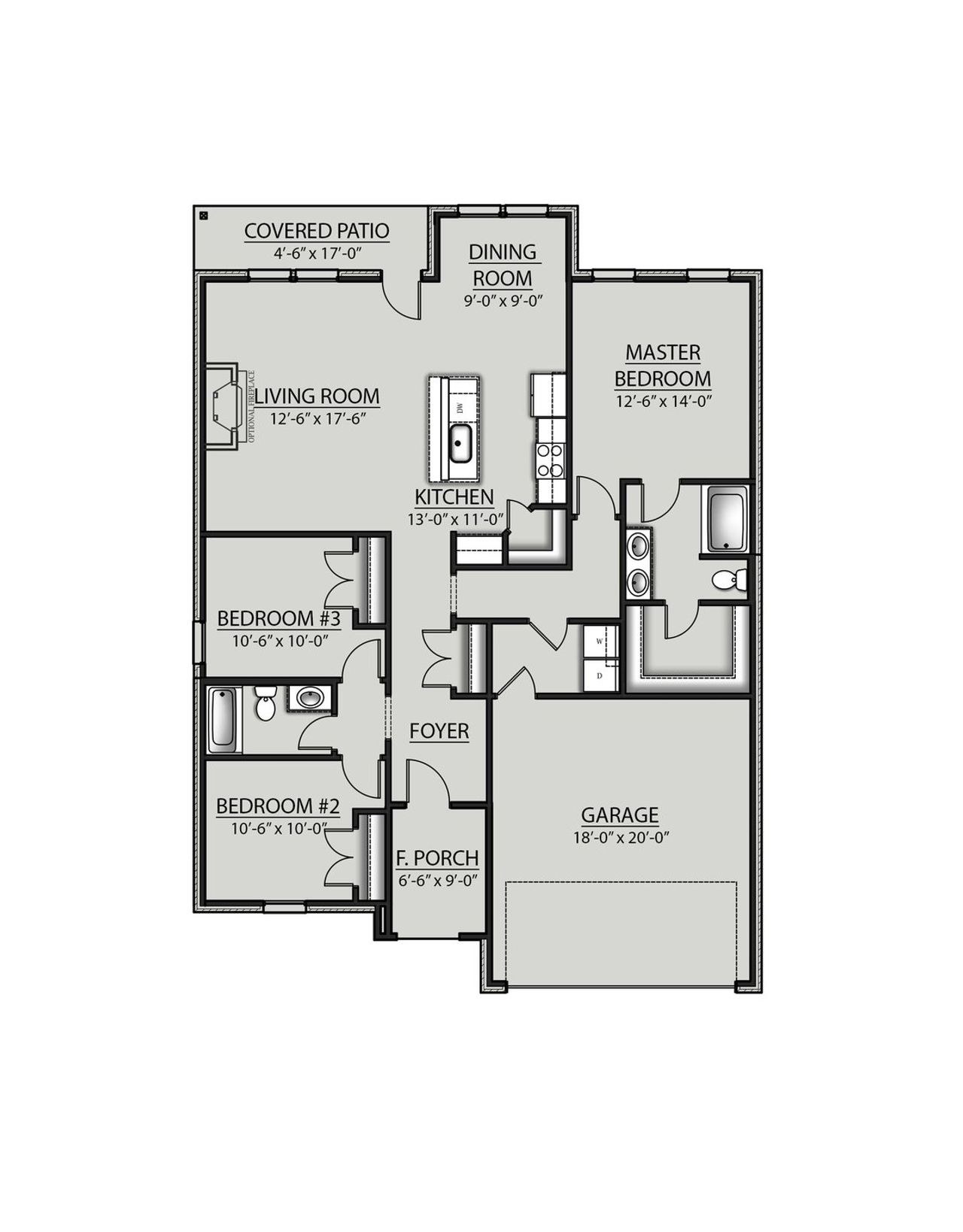 2D floor plan layout for the Raymond IV G by DSLD Homes in Houston Place, Crestview, FL (Image 2).