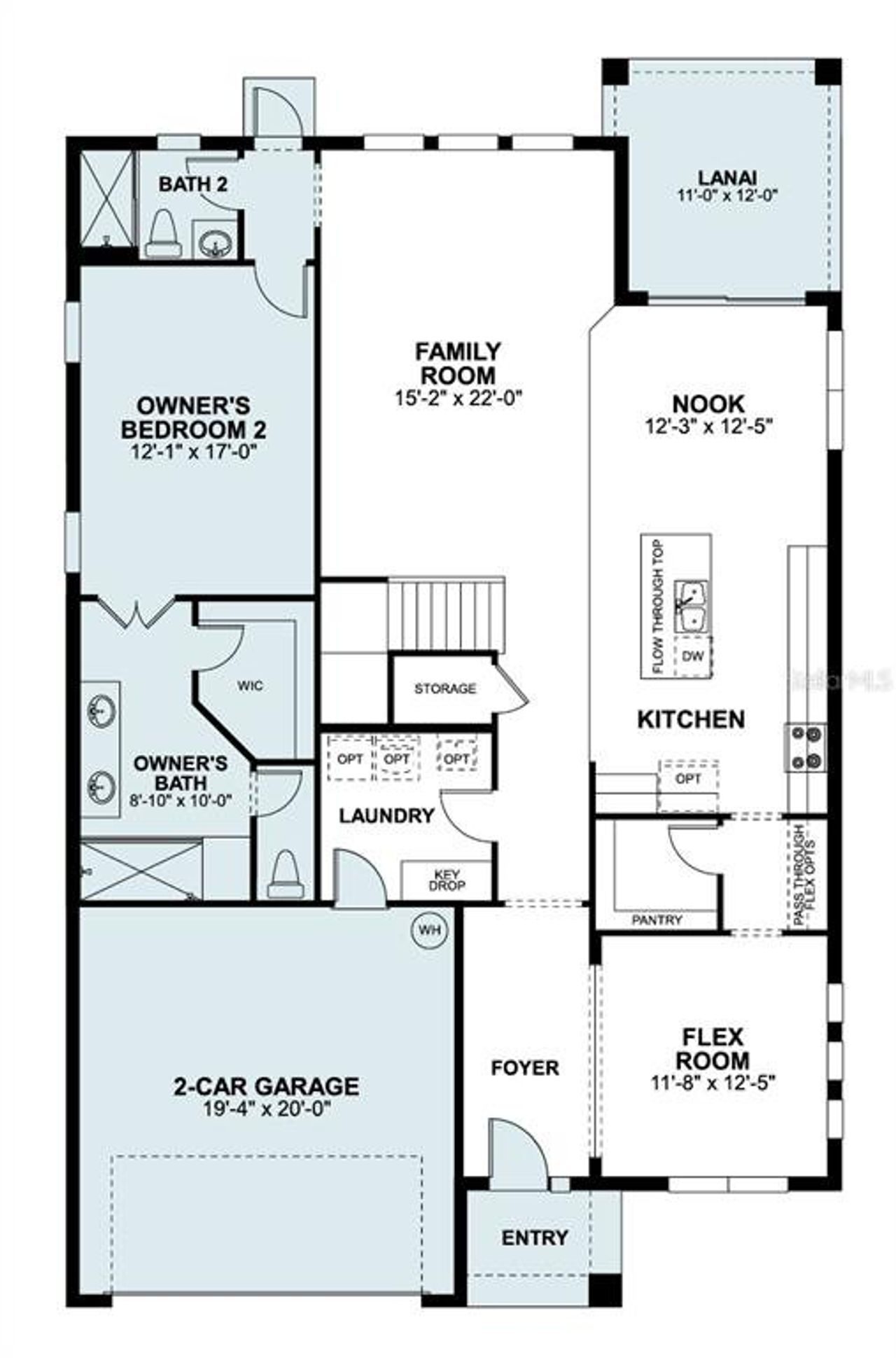 2D floor plan layout of this home in Estates at Rivercrest, Sanford, FL (Image 2).
