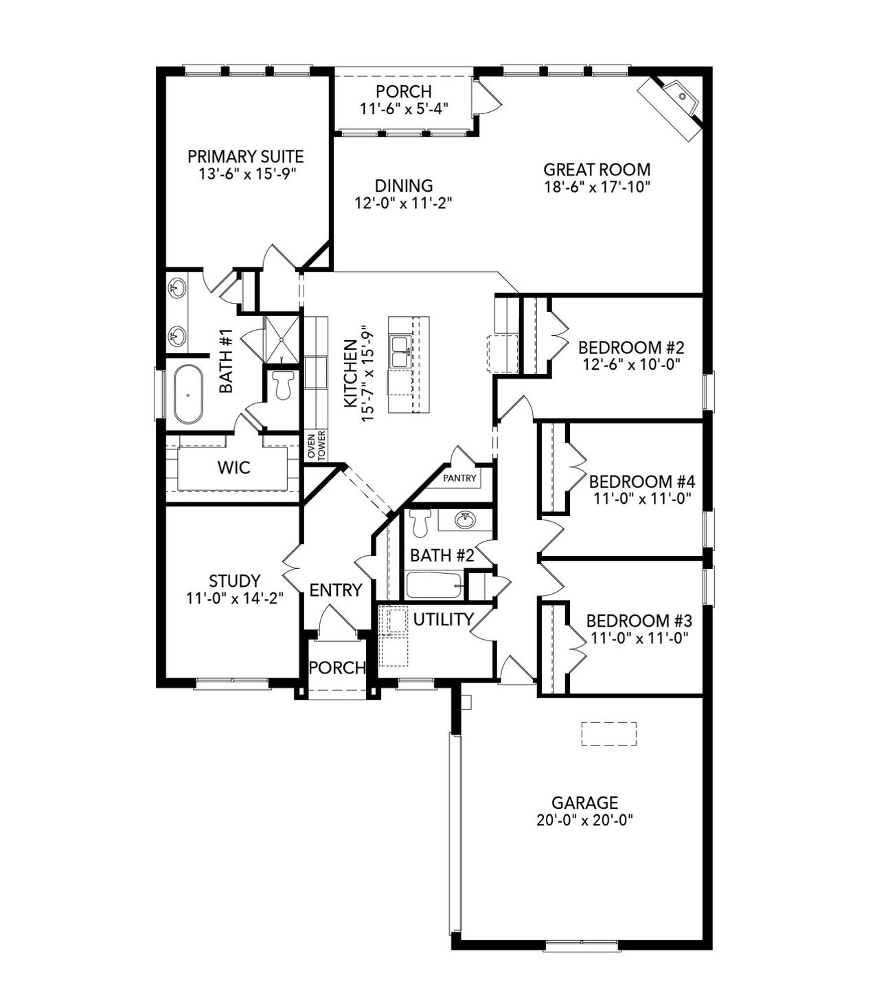 2D floor plan layout of this home in Mayfield Farms, Arlington, TX (Image 2).