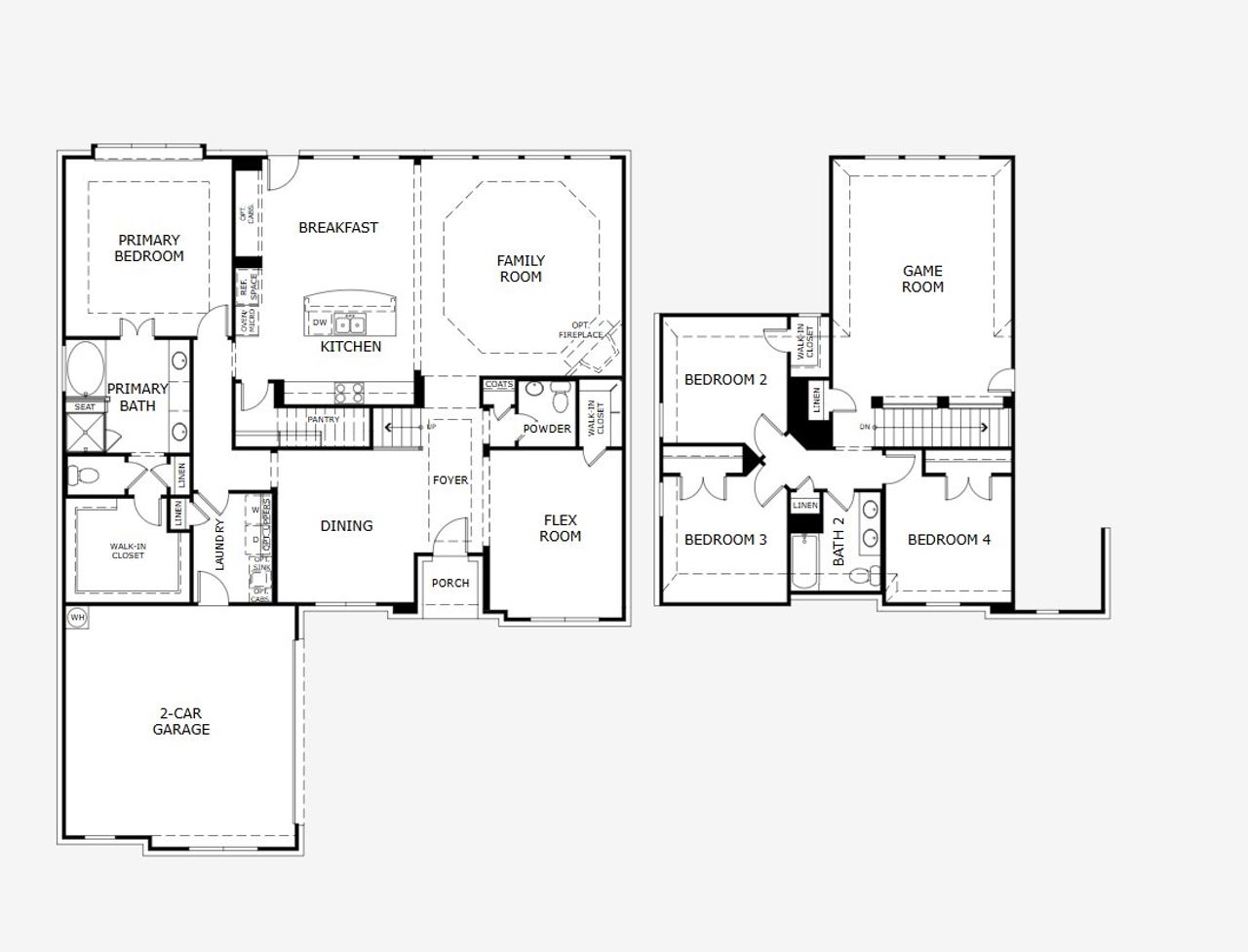 2D floor plan layout of this home in Massey Meadows, Midlothian, TX (Image 2).