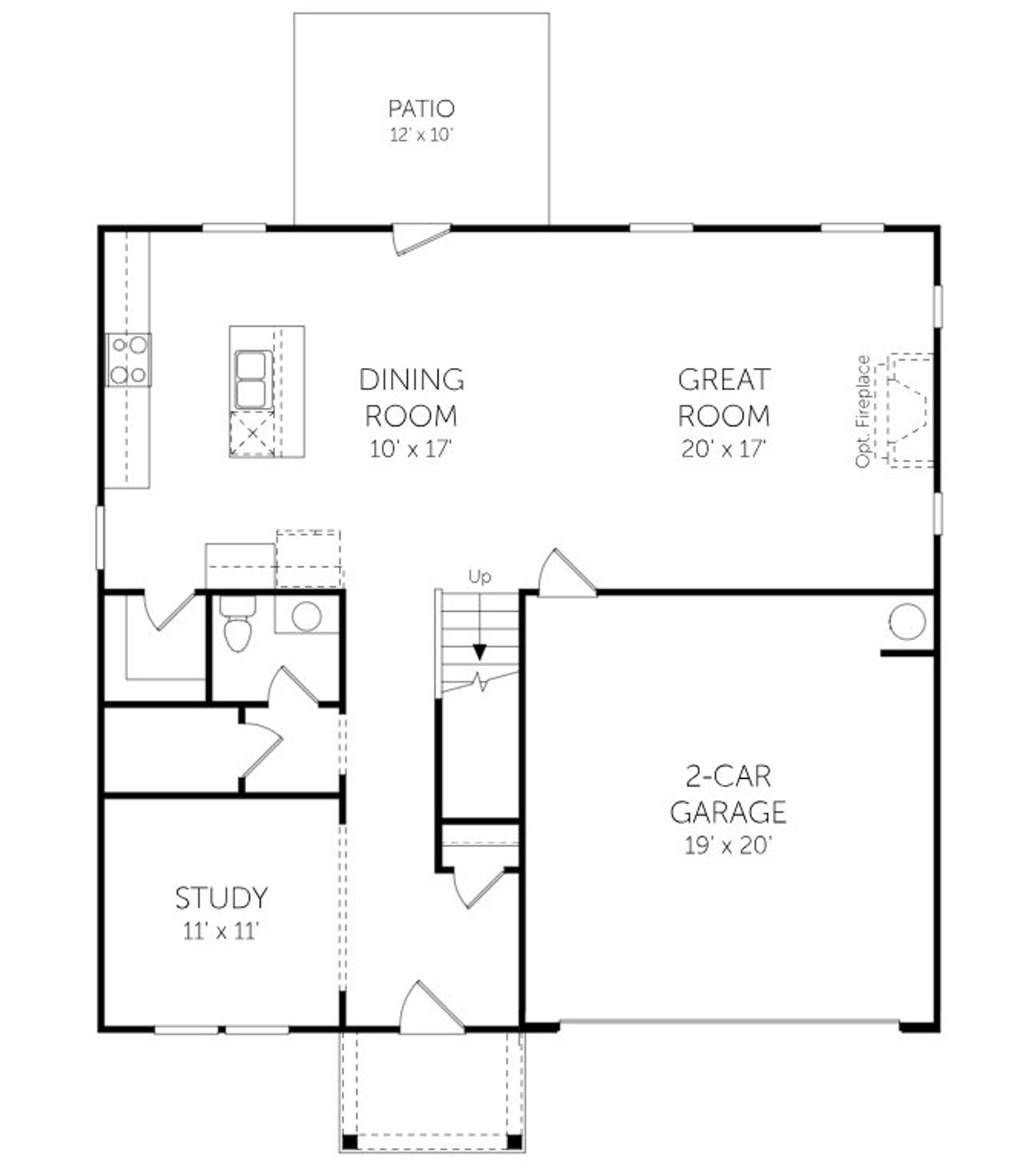2D floor plan layout for the Barton - Single Family Homes by Dream Finders Homes in Shiloh Woods, Smithfield, NC (Image 2). 2D floor plan layout for the Barton - Single Family Homes by Dream Finders Homes in Shiloh Woods, Smithfield, NC (Image 2).