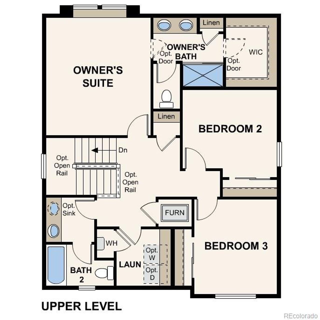 2D floor plan layout of this home in Coyote Creek, Fort Lupton, CO (Image 2).