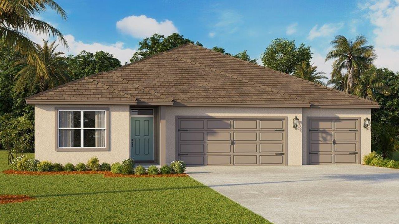 Representative exterior photo of a completed home built from the DENHAM by D.R. Horton in Harmony at Lake Eloise, Winter Haven, FL (Image 2).